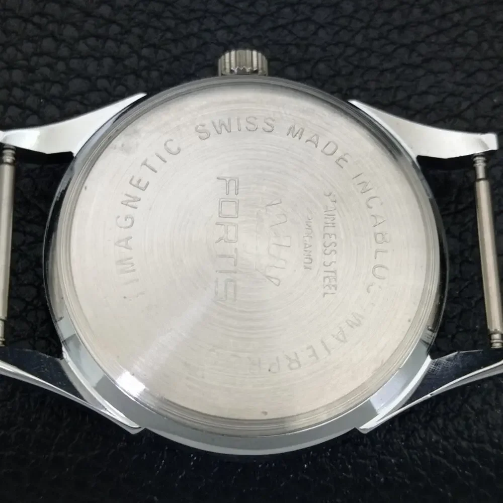 Vintage 1974 Fortis Manual Mens Silver Watch W/Nato Strap & Red accents